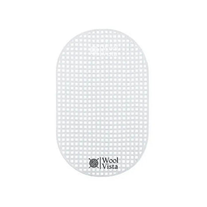 Oval plastic mesh sheet bag base, white, ready-cut for yarn crochet and embroidery