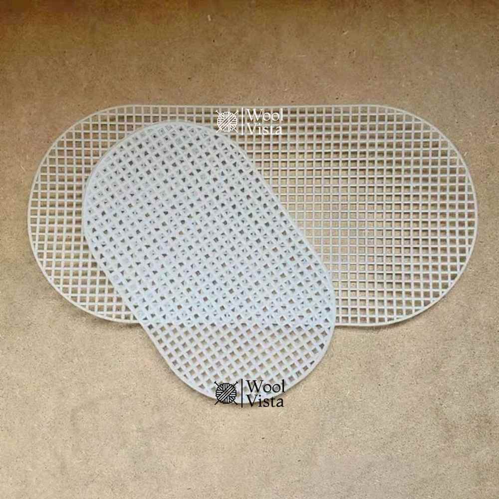 Oval white plastic mesh bag base sheets for handmade crochet bags and DIY crafts