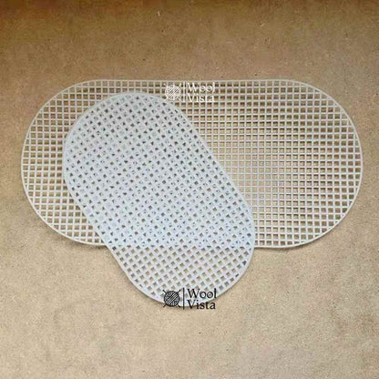 Oval white plastic mesh bag base sheets for handmade crochet bags and DIY crafts