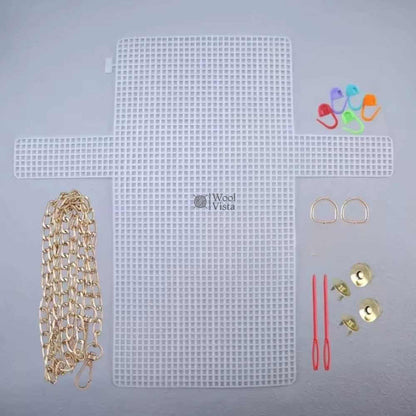 PLASTIC BAG MESH CANVAS SHEET WITH COMPLETE BAG ACCESSORIES – DIY BAG MAKING KIT FOR CRAFTS, TOTE BAGS & HANDMADE PROJECTS