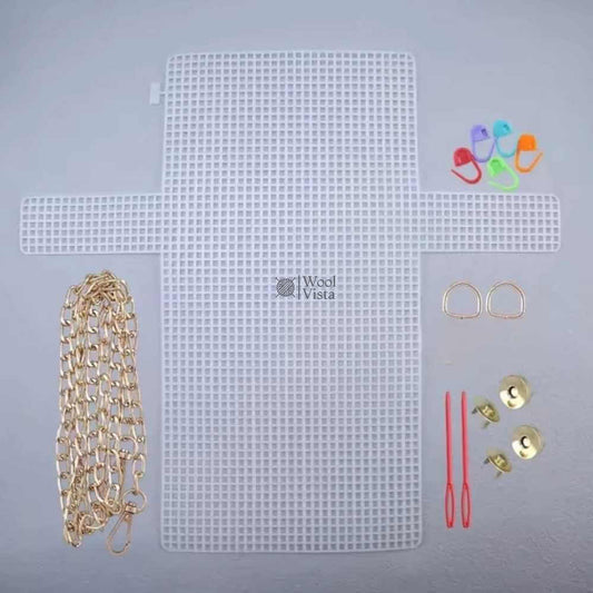PLASTIC BAG MESH CANVAS SHEET WITH COMPLETE BAG ACCESSORIES – DIY BAG MAKING KIT FOR CRAFTS, TOTE BAGS & HANDMADE PROJECTS