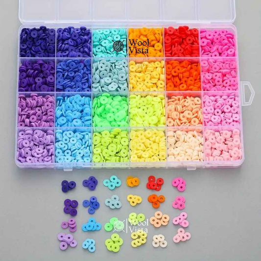 POLYMER CLAY BEADS SET – 6MM COLORFUL SPACER BEADS FOR JEWELRY MAKING