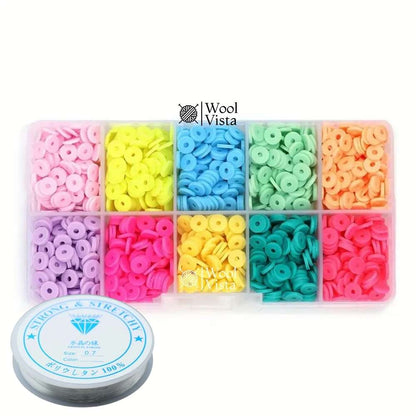 POLYMER CLAY BEADS SET – 6MM COLORFUL SPACER BEADS FOR JEWELRY MAKING