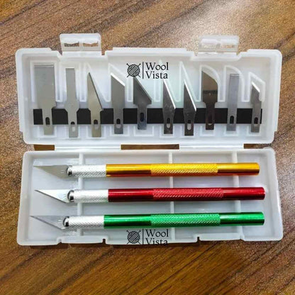 PRECISION CARVING KNIFE SET WITH ALUMINIUM ALLOY HANDLES & BLADES – (13 PCS) -TOOL KIT WITH STORAGE BOX