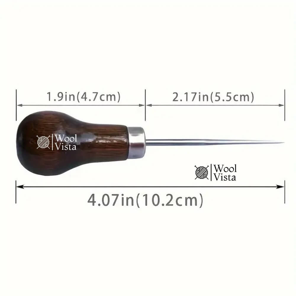 PREMIUM WOODEN HANDLE GOURD AWL – IDEAL FOR LEATHERCRAFT, DIY PROJECTS, SEWING & KNITTING