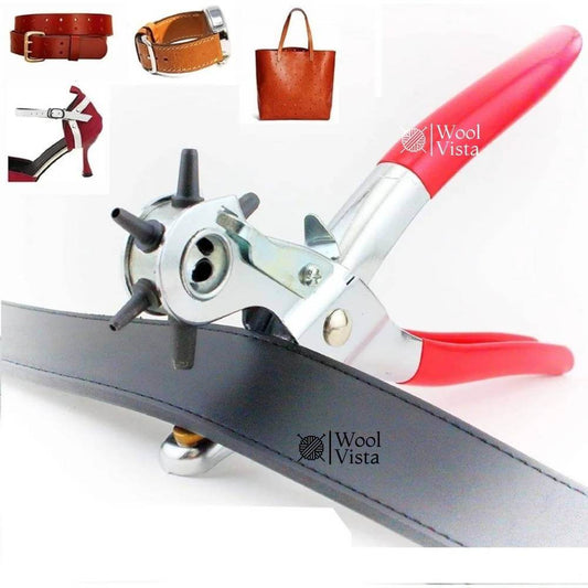 PUNCH HOLE PLIER – 6-SIZE ADJUSTABLE LEATHER & PLASTIC HOLE MAKER FOR BELTS, CARDS & CRAFT PROJECTS