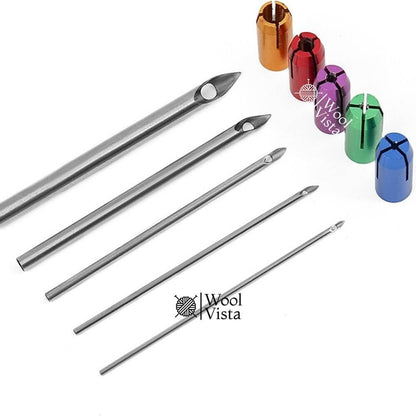 PUNCH NEEDLE EMBROIDERY KIT WITH WOODEN HANDLE – ADJUSTABLE EMBROIDERY PEN WITH 4 NEEDLE PINS FOR DIY SEWING & CRAFTS