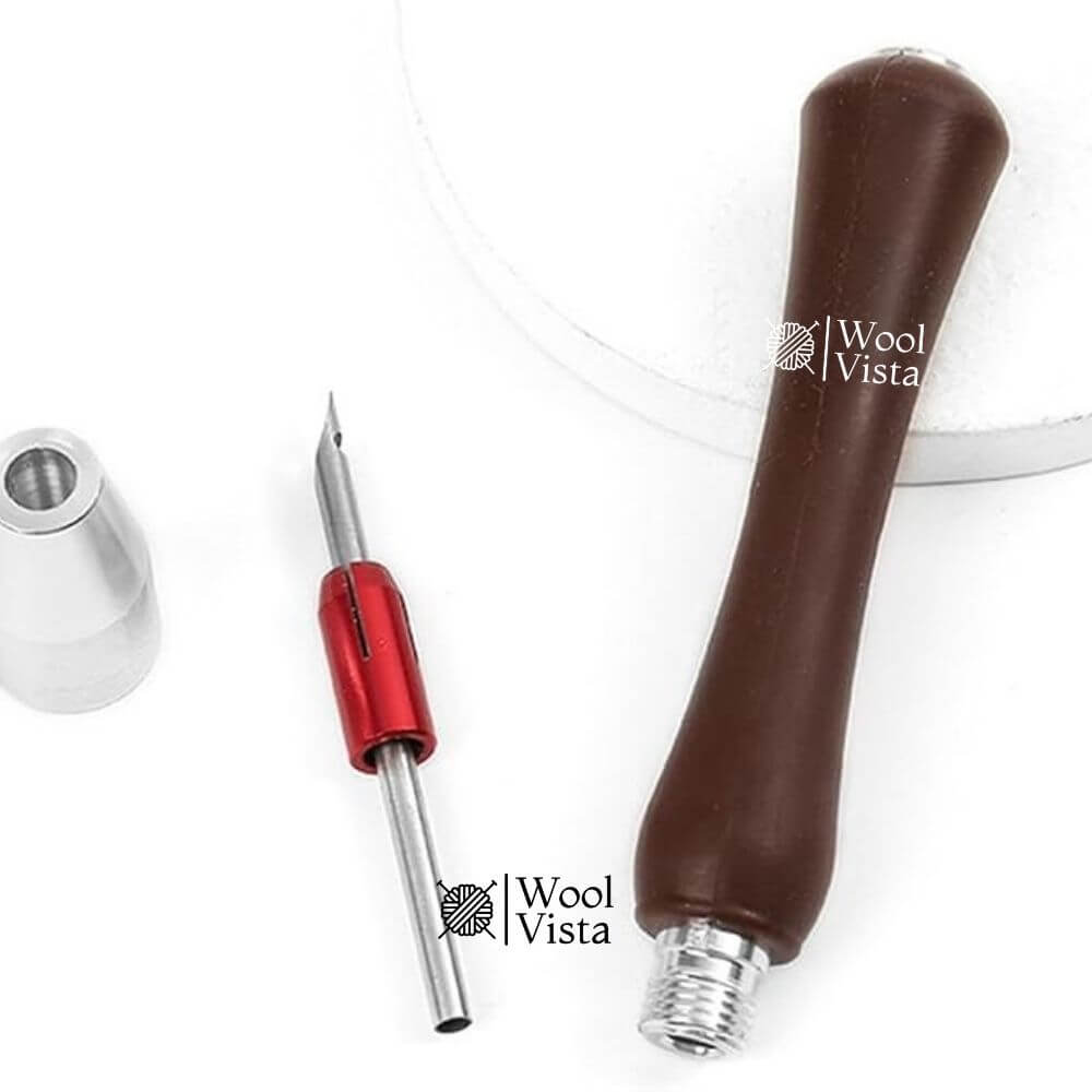 PUNCH NEEDLE EMBROIDERY KIT WITH WOODEN HANDLE – ADJUSTABLE EMBROIDERY PEN WITH 4 NEEDLE PINS FOR DIY SEWING & CRAFTS