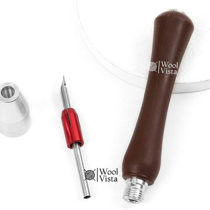 PUNCH NEEDLE EMBROIDERY KIT WITH WOODEN HANDLE – ADJUSTABLE EMBROIDERY PEN WITH 4 NEEDLE PINS FOR DIY SEWING & CRAFTS