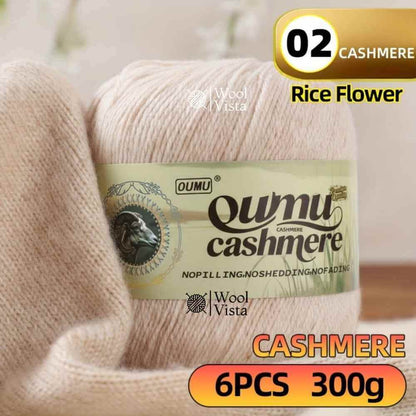 PURE 100% CASHMERE  YARN SET (PACK OF 6) – PREMIUM SOFT CASHMERE FIBER FOR KNITTING, CROCHET & LUXURY HANDMADE PROJECTS