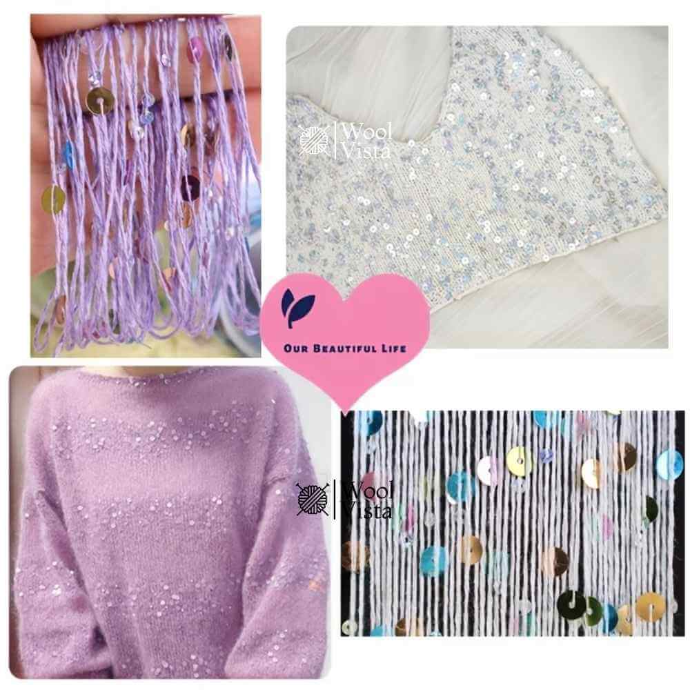PURE COTTON GLITTER SEQUIN YARN – 160M LASER SHINY CROCHET & KNITTING YARN - 50 GRAMS