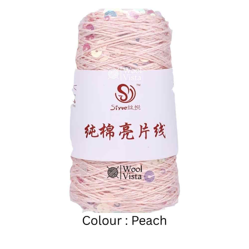 PURE COTTON GLITTER SEQUIN YARN – 160M LASER SHINY CROCHET & KNITTING YARN - 50 GRAMS