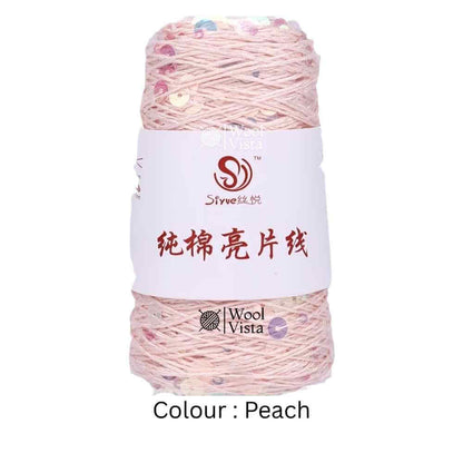 PURE COTTON GLITTER SEQUIN YARN – 160M LASER SHINY CROCHET & KNITTING YARN - 50 GRAMS
