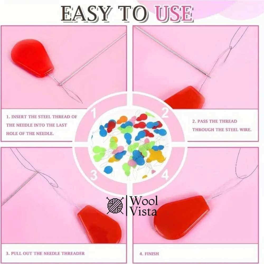 PLASTIC NEEDLE THREADERS SET - (PACK OF 4)