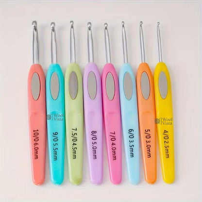RAINBOW CROCHET HOOK SET OF 8 – ERGONOMIC, NON-SLIP MIXED COLOR KNITTING & CROCHET TOOLS
