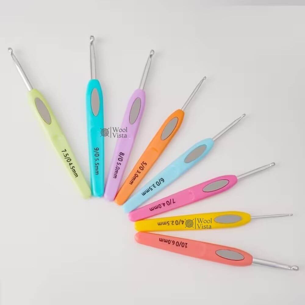 RAINBOW CROCHET HOOK SET OF 8 – ERGONOMIC, NON-SLIP MIXED COLOR KNITTING & CROCHET TOOLS