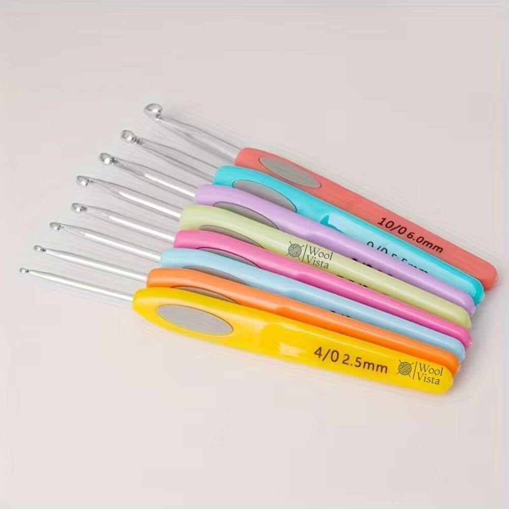 RAINBOW CROCHET HOOK SET OF 8 – ERGONOMIC, NON-SLIP MIXED COLOR KNITTING & CROCHET TOOLS