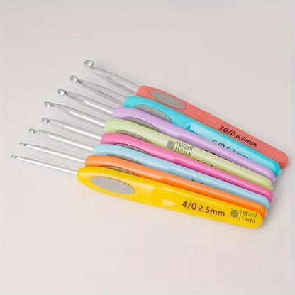 RAINBOW CROCHET HOOK SET OF 8 – ERGONOMIC, NON-SLIP MIXED COLOR KNITTING & CROCHET TOOLS