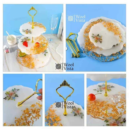 RESIN TRAY MOLD 3-LAYER SET – ROUND & SQUARE SILICONE MOLDS WITH HARDWARE FOR DIY EPOXY CAKE STAND & DISPLAY TRAYS