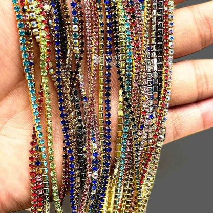 RHINESTONE CHAIN PER YARD – SPARKLING CRYSTAL TRIM FOR DIY JEWELRY MAKING, WEDDING DECOR, GARMENTS, CRAFT & EMBELLISHMENT PROJECTS