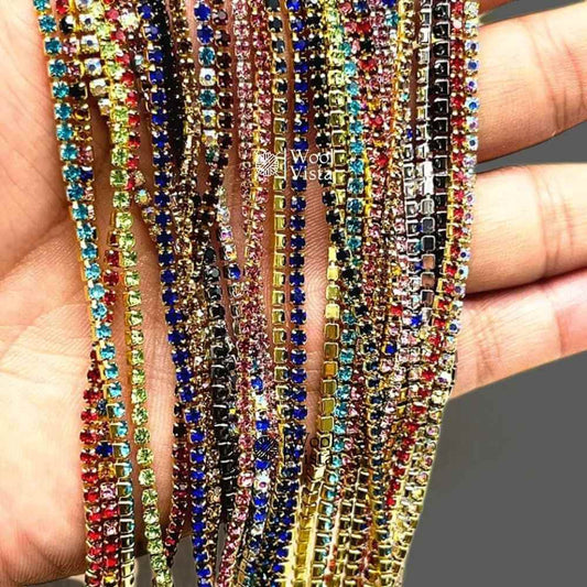 RHINESTONE CHAIN PER YARD – SPARKLING CRYSTAL TRIM FOR DIY JEWELRY MAKING, WEDDING DECOR, GARMENTS, CRAFT & EMBELLISHMENT PROJECTS