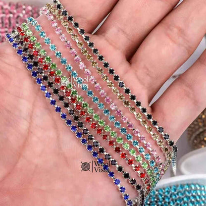 RHINESTONE CHAIN PER YARD – SPARKLING CRYSTAL TRIM FOR DIY JEWELRY MAKING, WEDDING DECOR, GARMENTS, CRAFT & EMBELLISHMENT PROJECTS