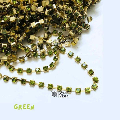 RHINESTONE CHAIN PER YARD – SPARKLING CRYSTAL TRIM FOR DIY JEWELRY MAKING, WEDDING DECOR, GARMENTS, CRAFT & EMBELLISHMENT PROJECTS