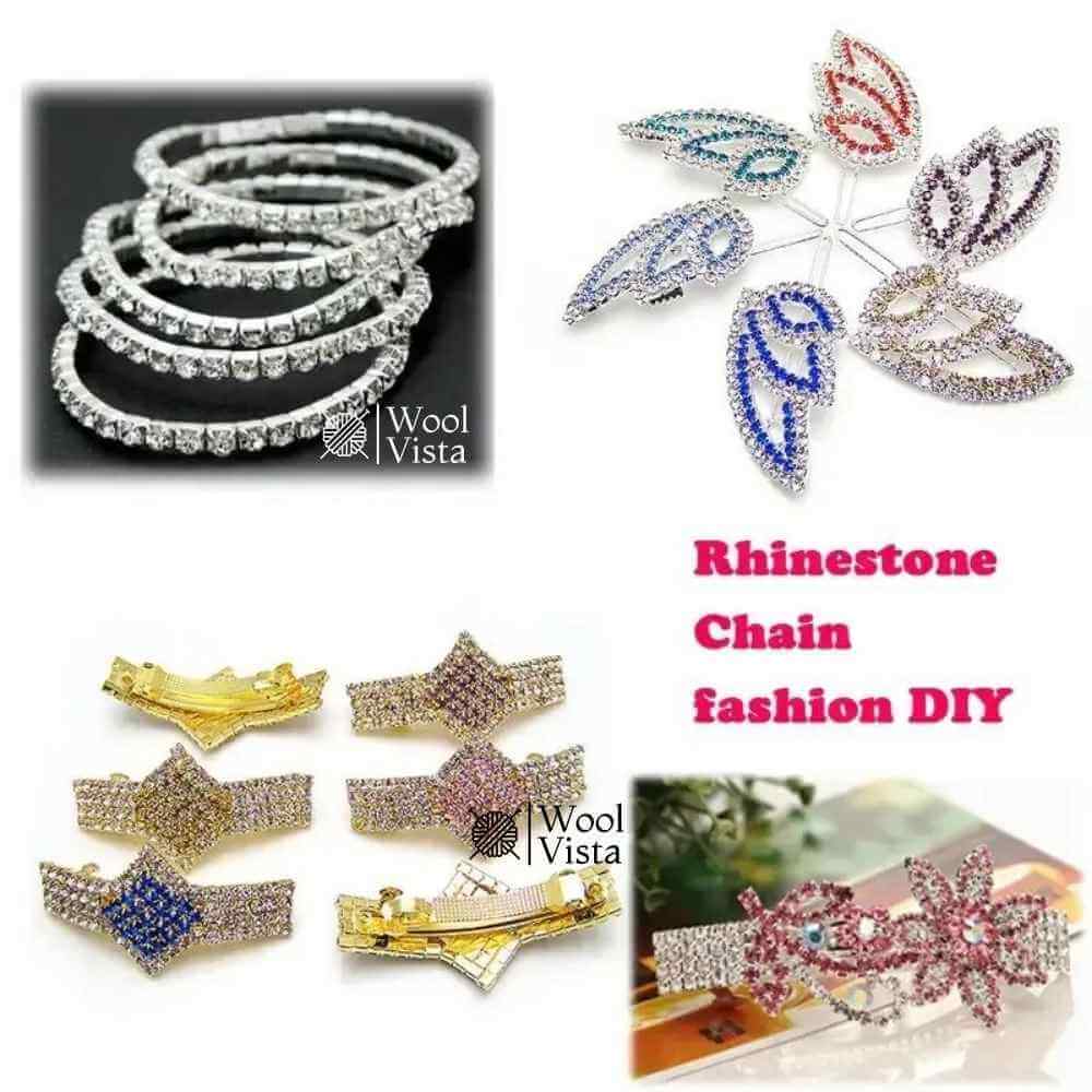 RHINESTONE CHAIN PER YARD – SPARKLING CRYSTAL TRIM FOR DIY JEWELRY MAKING, WEDDING DECOR, GARMENTS, CRAFT & EMBELLISHMENT PROJECTS