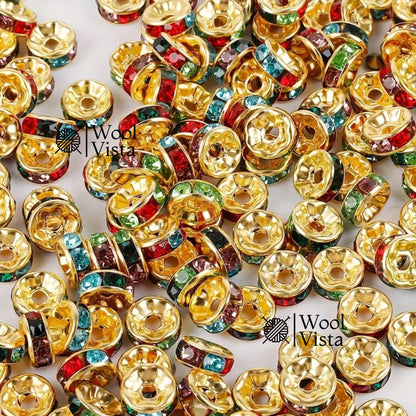 RHINESTONE SPACER BEADS 8MM  – SYNTHETIC JEWELRY FINDINGS FOR BRACELETS, NECKLACES & DIY CRAFTS