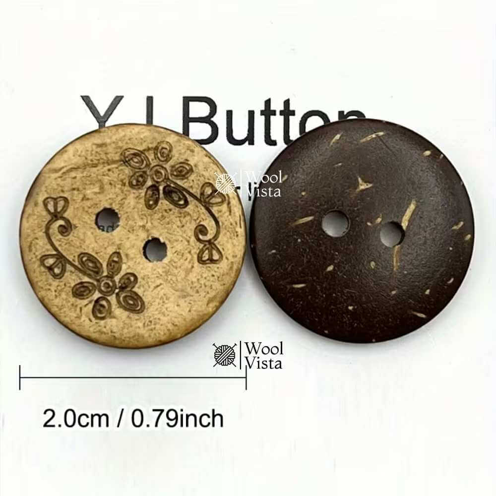 ROUND COCONUT SHELL FLOWER BUTTONS (10PCS) – 20MM TWO-HOLE NATURAL WOOD BUTTONS FOR DIY CLOTHING, KNITTING & SEWING