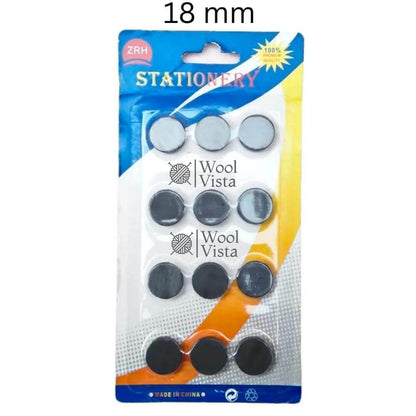 ROUND COIN MAGNET SET – 12PCS POLISHED 3MM THICK MAGNETS IN 3 SIZES FOR DIY CRAFTS, CROCHET PROJECTS, BAG CLOSURES, FRIDGE MAGNETS & JEWELRY MAKING