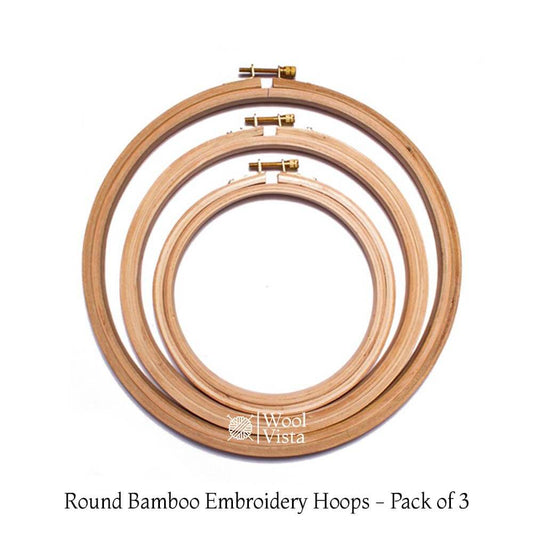 ROUND BAMBOO EMBROIDERY HOOPS - PACK OF 3