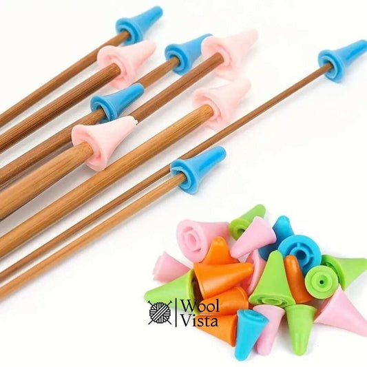 RUBBER CONE SHAPED  KNITTING NEEDLE PROTECTIVE CAPS - (PACK OF 4)