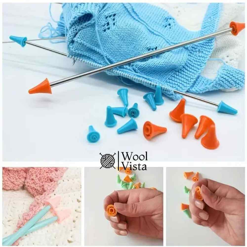 RUBBER CONE SHAPED  KNITTING NEEDLE PROTECTIVE CAPS - (PACK OF 4)