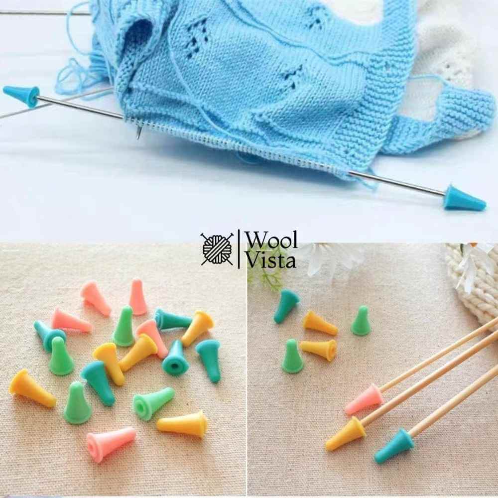 RUBBER CONE SHAPED  KNITTING NEEDLE PROTECTIVE CAPS - (PACK OF 4)