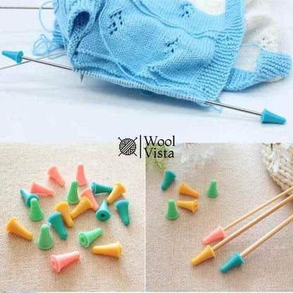 RUBBER CONE SHAPED  KNITTING NEEDLE PROTECTIVE CAPS - (PACK OF 4)