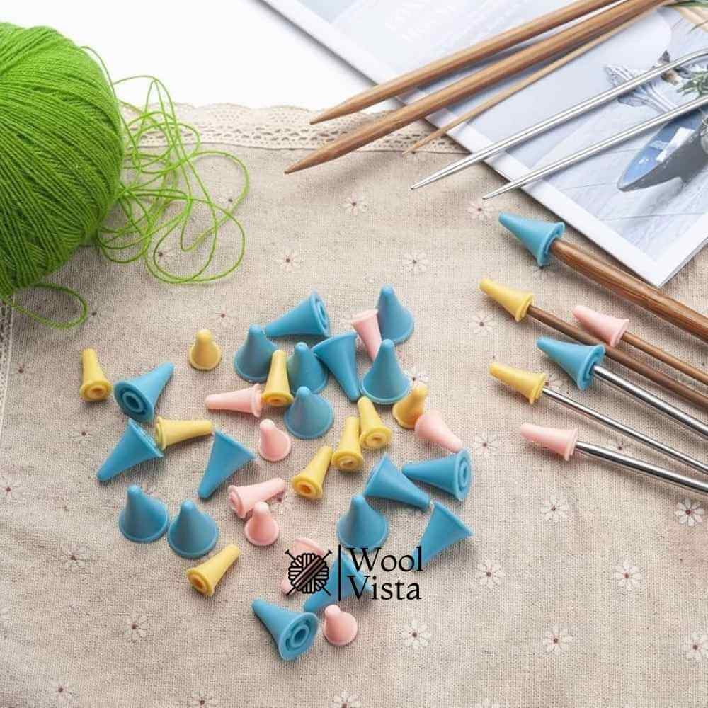 RUBBER CONE SHAPED  KNITTING NEEDLE PROTECTIVE CAPS - (PACK OF 4)