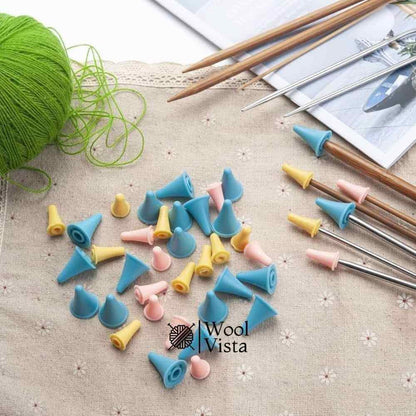 RUBBER CONE SHAPED  KNITTING NEEDLE PROTECTIVE CAPS - (PACK OF 4)