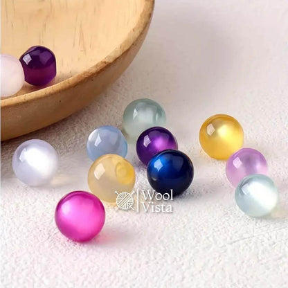 RESIN BUTTONS - MIXED COLOR ROUND BEAD WITH SIDE HOLE (PACK OF 10)