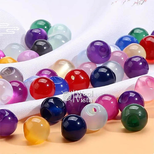 RESIN BUTTONS - MIXED COLOR ROUND BEAD WITH SIDE HOLE (PACK OF 10)