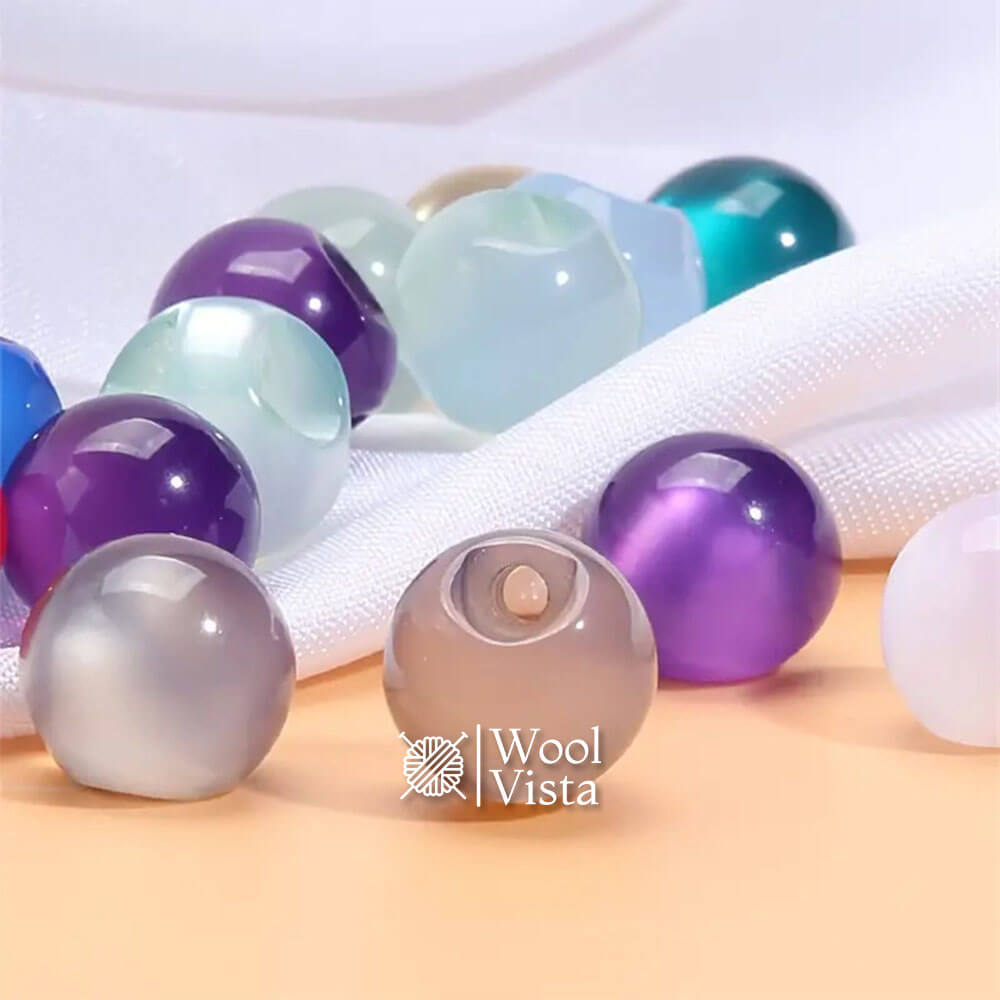 RESIN BUTTONS - MIXED COLOR ROUND BEAD WITH SIDE HOLE (PACK OF 10)
