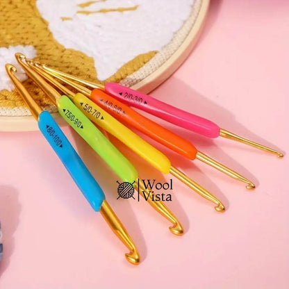 RUBBER ALUMINIUM DOUBLE-ENDED CROCHET HOOK - (PACK OF 5)