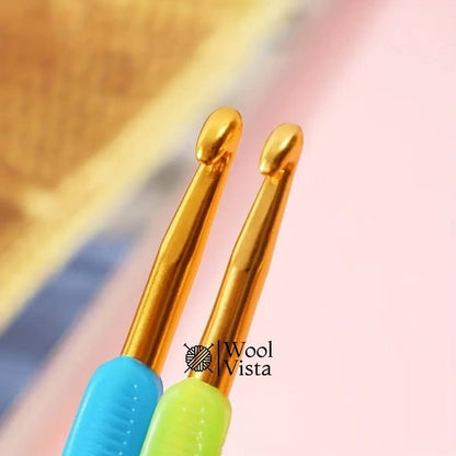 RUBBER ALUMINIUM DOUBLE-ENDED CROCHET HOOK - (PACK OF 5)