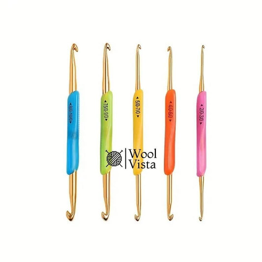 RUBBER ALUMINIUM DOUBLE-ENDED CROCHET HOOK - (PACK OF 5)