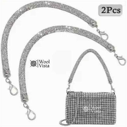 SHINING RHINESTONE METAL LOBSTER BUCKLE HANDLES (2PCS) – ELEGANT ZINC ALLOY BAG HANDLES FOR WEDDING, PARTY & DIY WALLET MAKING