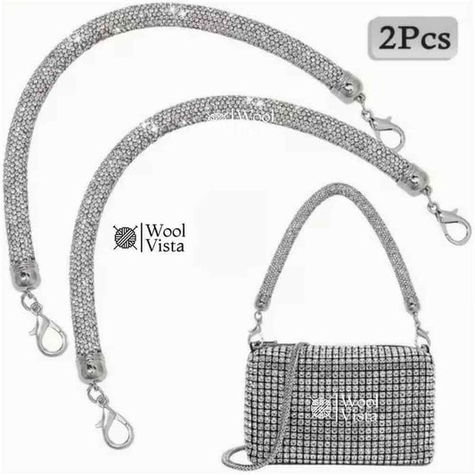 SHINING RHINESTONE METAL LOBSTER BUCKLE HANDLES (2PCS) – ELEGANT ZINC ALLOY BAG HANDLES FOR WEDDING, PARTY & DIY WALLET MAKING