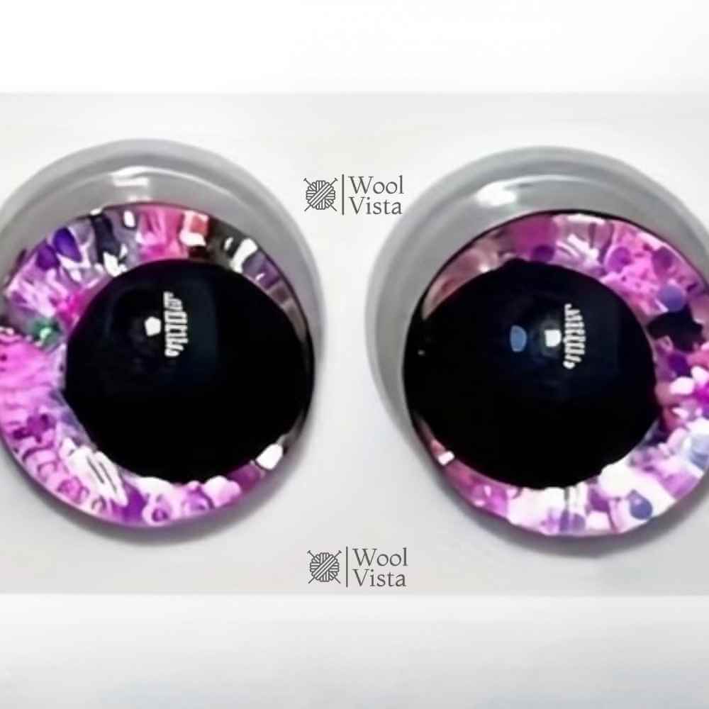 SHINY SAFETY DOLL EYES WITH GLITTER EFFECT – 3D PLASTIC EYES FOR CROCHET, AMIGURUMI & PLUSH TOY MAKING – (SET OF 2)