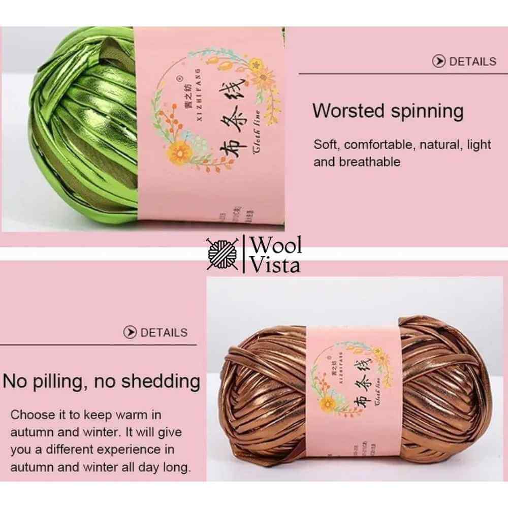 SOFT METALLIC T-SHIRT YARN - FOR CROCHET AND BAG MAKING CRAFTING