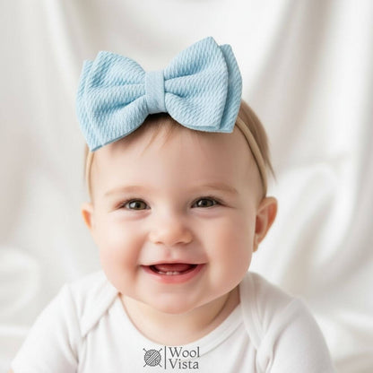 SOLID COLOR BOW HEADBANDS 4PCS – SOFT NYLON HAIR ACCESSORIES SET FOR KIDS & TODDLERS