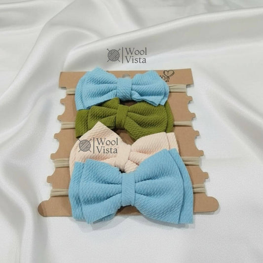 SOLID COLOR BOW HEADBANDS 4PCS – SOFT NYLON HAIR ACCESSORIES SET FOR KIDS & TODDLERS
